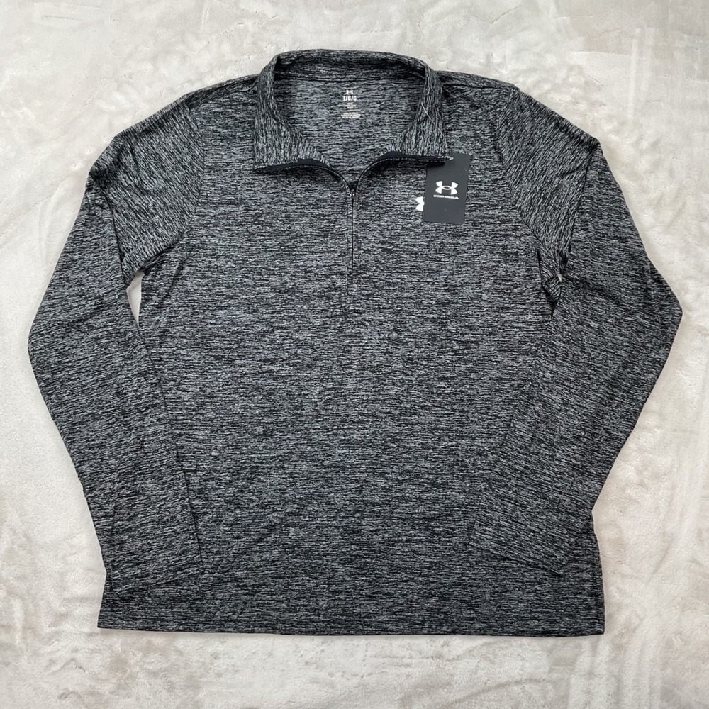 Under Armour Womens Tech 1/2 Zip Twist Pullover Black White Large NEW